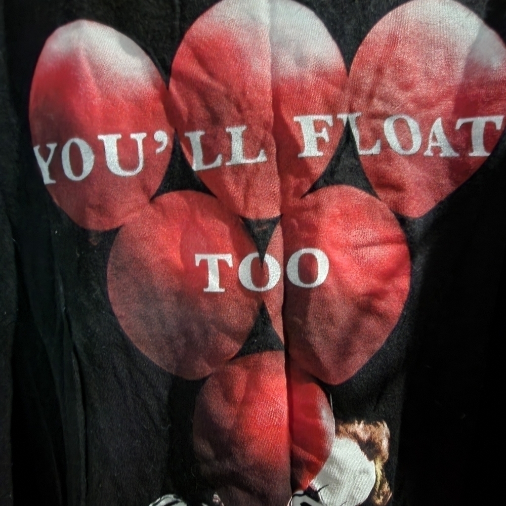 It "You'll Float Too" Black Graphic T Shirt Horror Movie Tee Men's 3XL Clown EUC - Picture 6 of 7